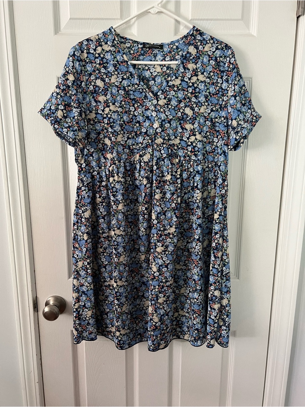 Woman’s Blue Floral Short-Sleeve Dress